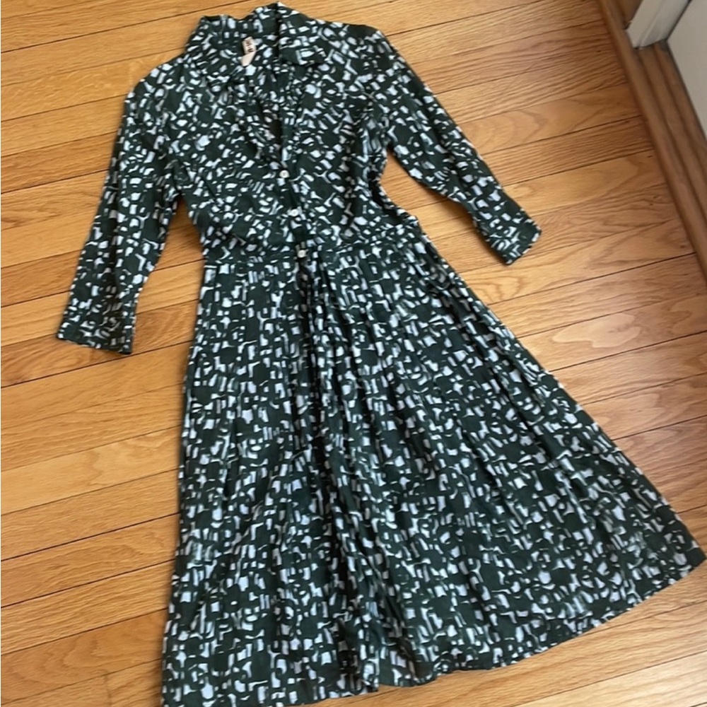 Samantha Sung Green and White cotton dress, XSP